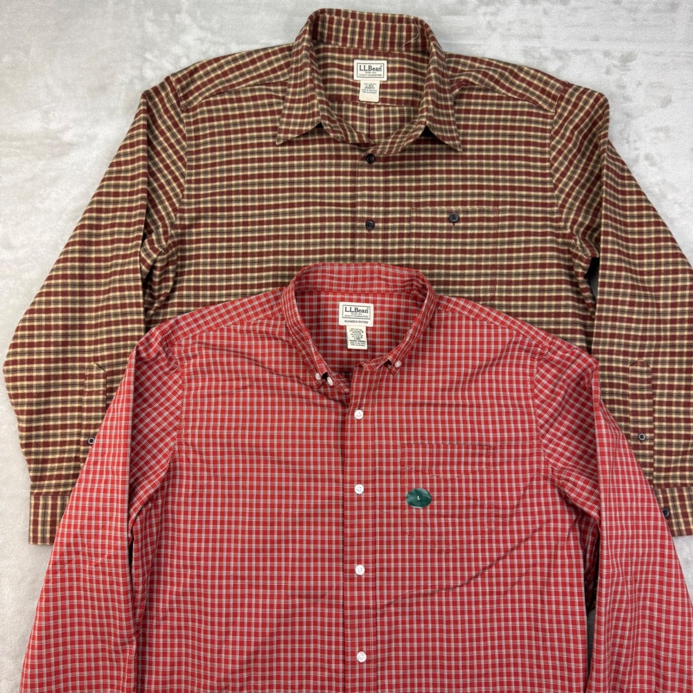 ⁠LL Bean Mens Shirt Lot Size Large Reg Plaid Button Down Vintage Classic